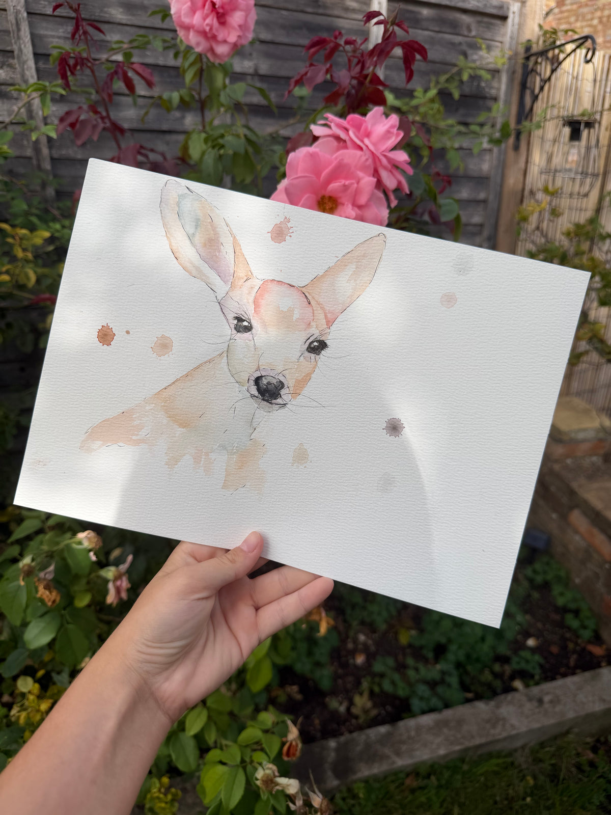 A4 Watercolour deer painting